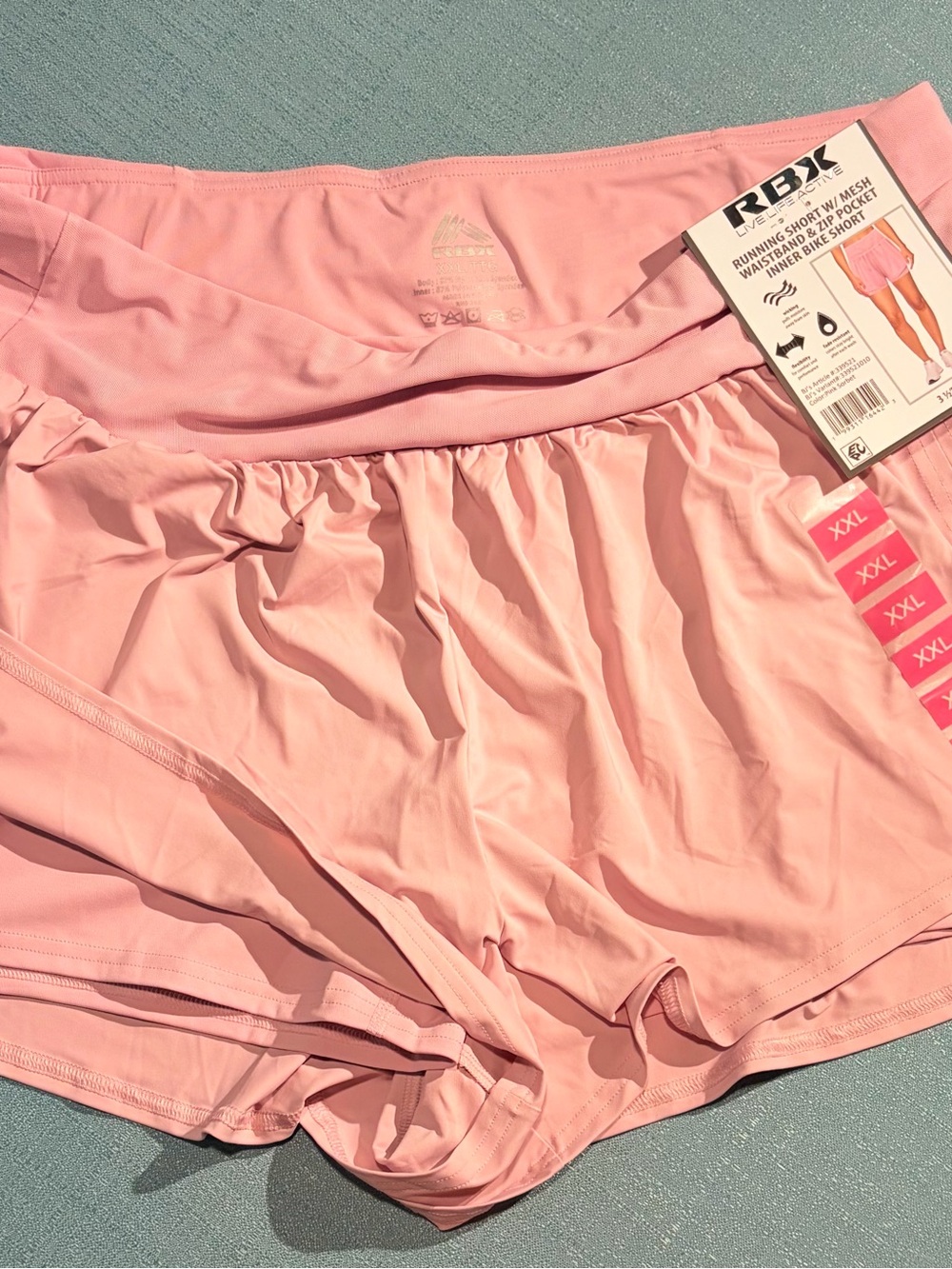 RBX Pink Sorbet Waistband Inner Bike Shorts with Zip Pocket - XXL - Picture 5 of 5